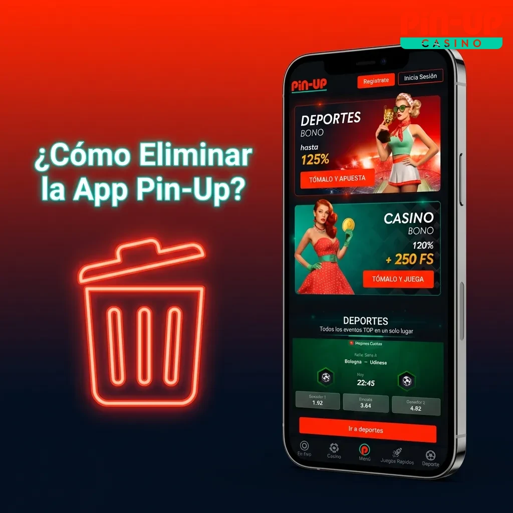 Smartphone screen showing uninstall options for Pin-Up app on Android and iOS devices