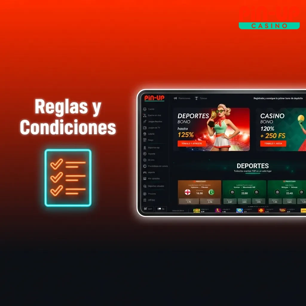 Pin-Up casino rules and conditions page displaying terms for age restrictions, account limits, and verification requirements