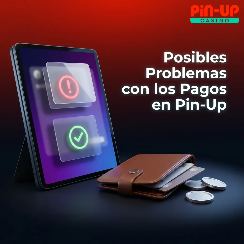 Illustration showing common payment issues on Pin-Up platform including deposit delays, withdrawal rejections, and data errors