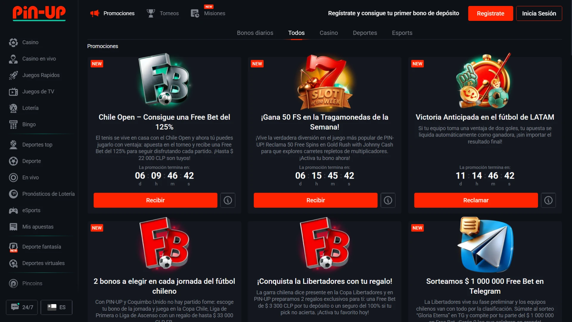 Pin-Up ofrece un montón de bonos exclusivos para los jugadores de Chile.