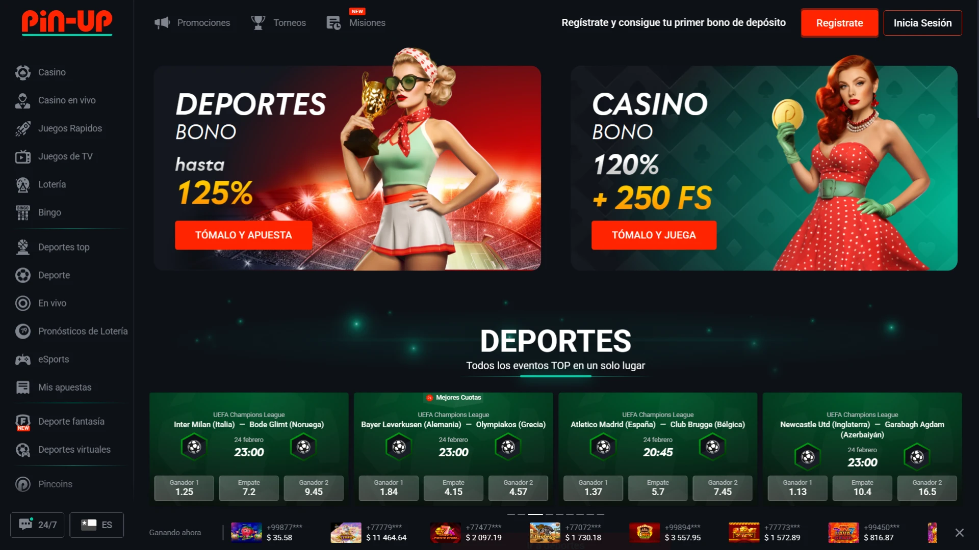 Pin-Up es un sitio web sencillo y fácil de usar para todos los jugadores.