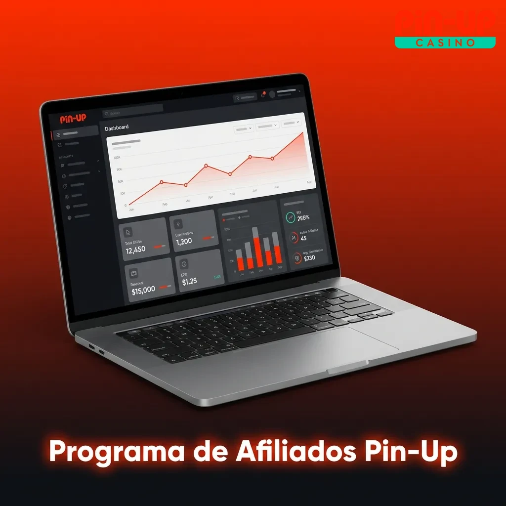 Pin-Up affiliate program dashboard showing revenue share rates, CPA options, and promotional tools for referrals